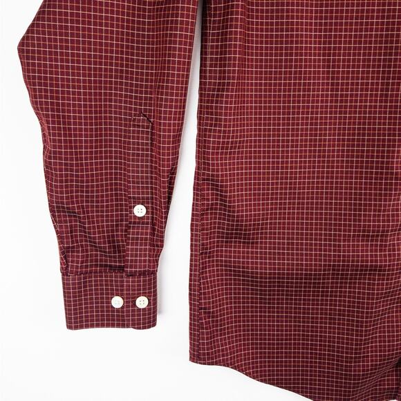 Orvis Shirt Men's Small Long Sleeve Button Down Red White Grid 100% Cotton - Picture 6 of 13
